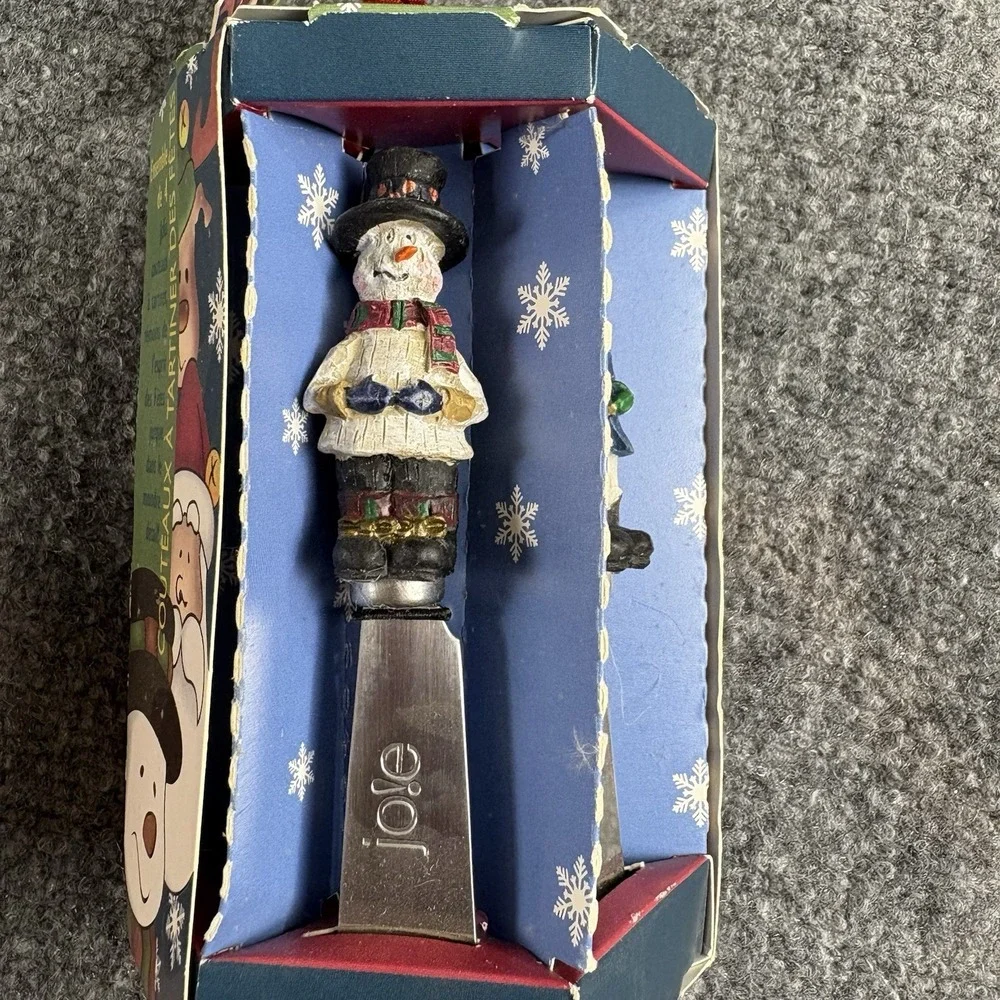 VTG Y2K MSC International Christmas Spreader Knife Set 4pc Santa Reindeer‎ Party